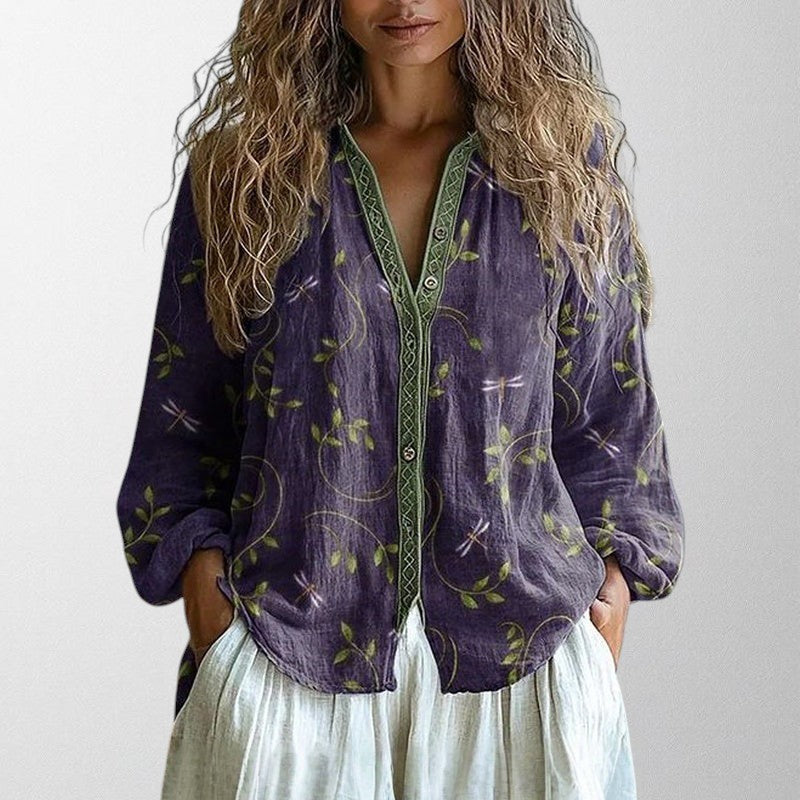 Sylvie™ | Vintage Blouse With Leaf Print