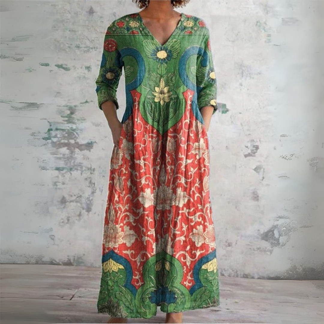 Lenora™ | Vintage Floral Maxi Dress