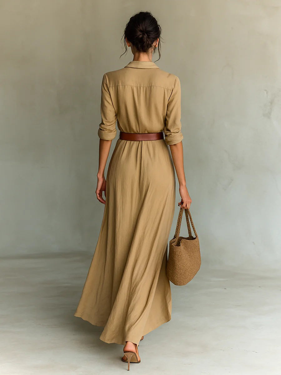 Tallara™ – Elegant Belted Maxi Dress