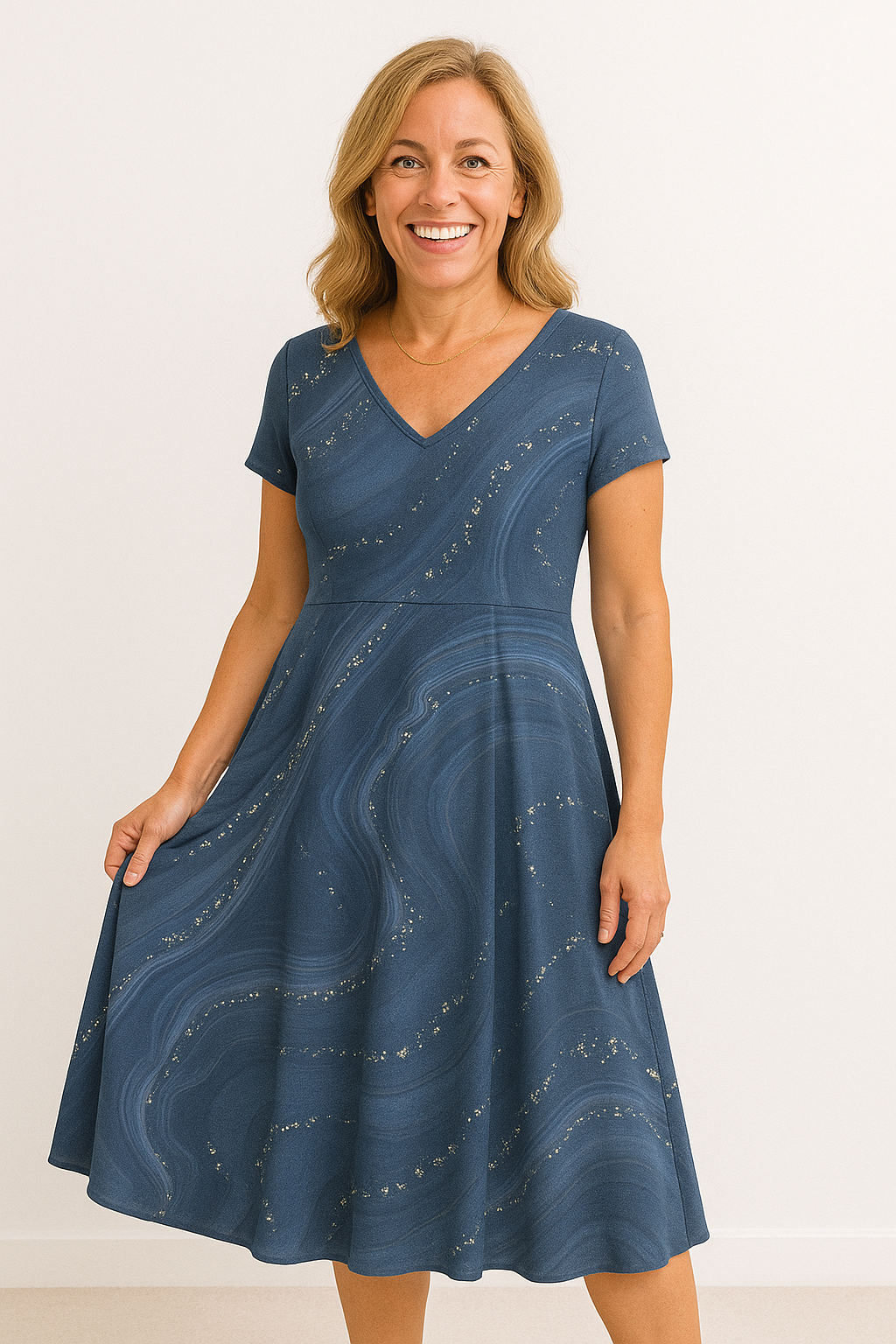 Aurelle™ | Elegant V-neck Midi Dress