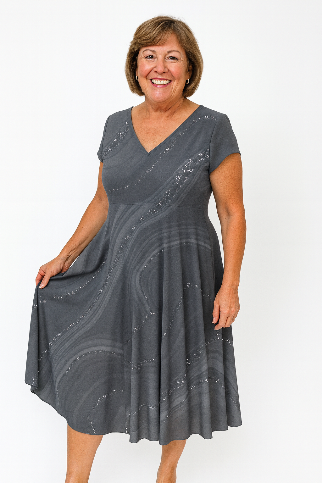 Aurelle™ | Elegant V-neck Midi Dress